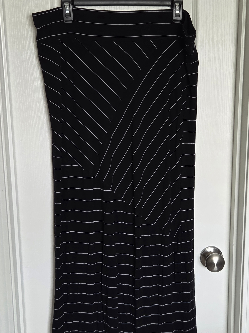 Pure Energy Black & White Striped Maxi Skirt